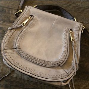 Rebecca Minkoff Putty Gray Vanity Saddle Crossbody
